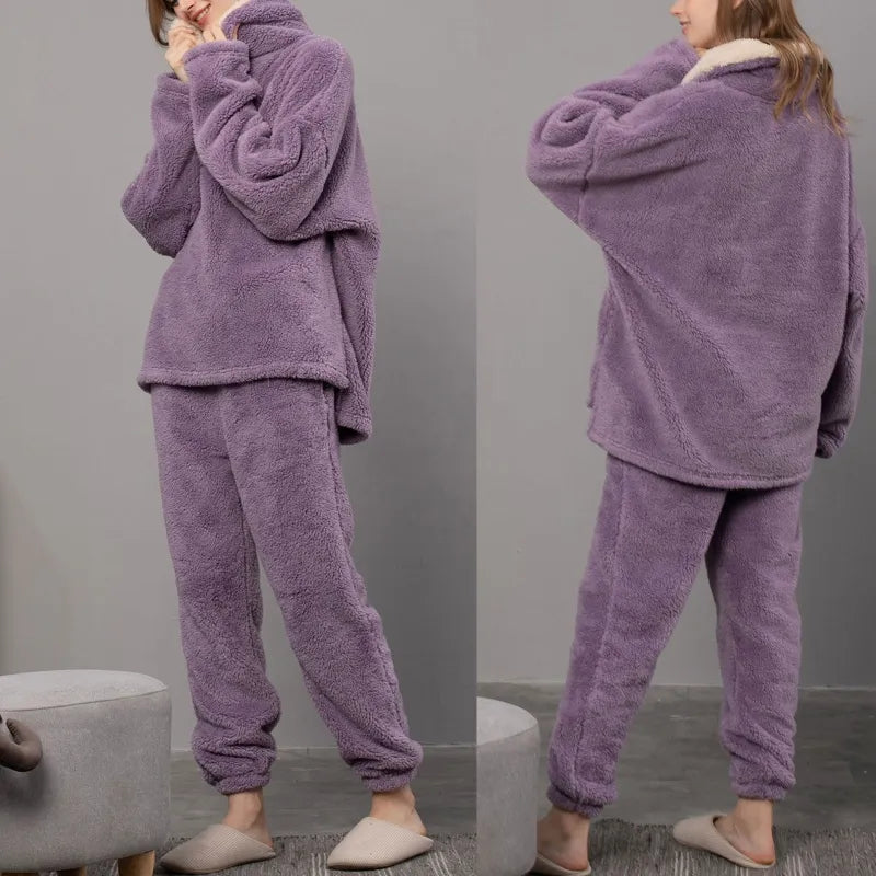Fluffy Night -  Dam Fleece Pyjama Set | Sänk Din Energiräkning!