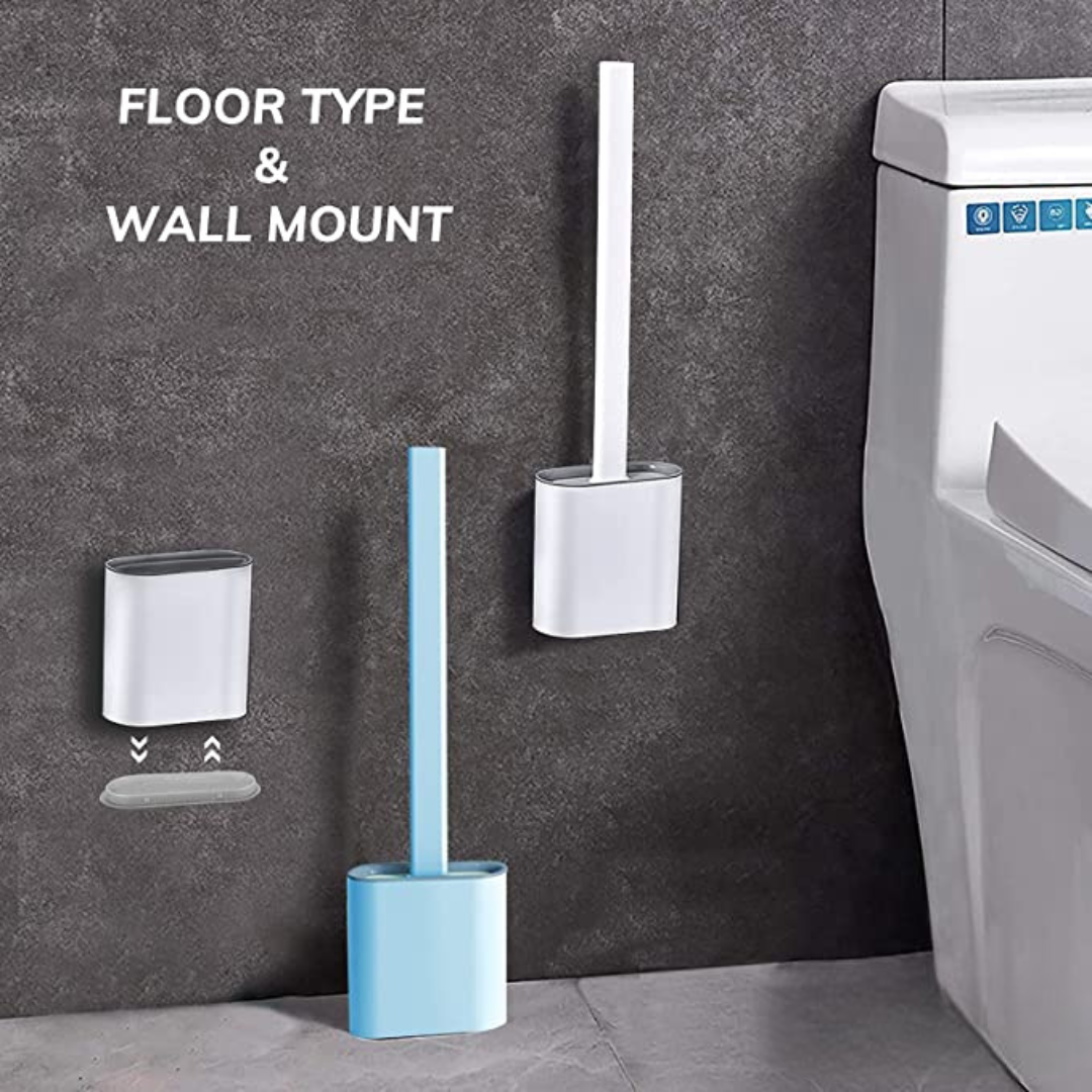 Clean Wave - Silikon Toalettborste och Hållare Set