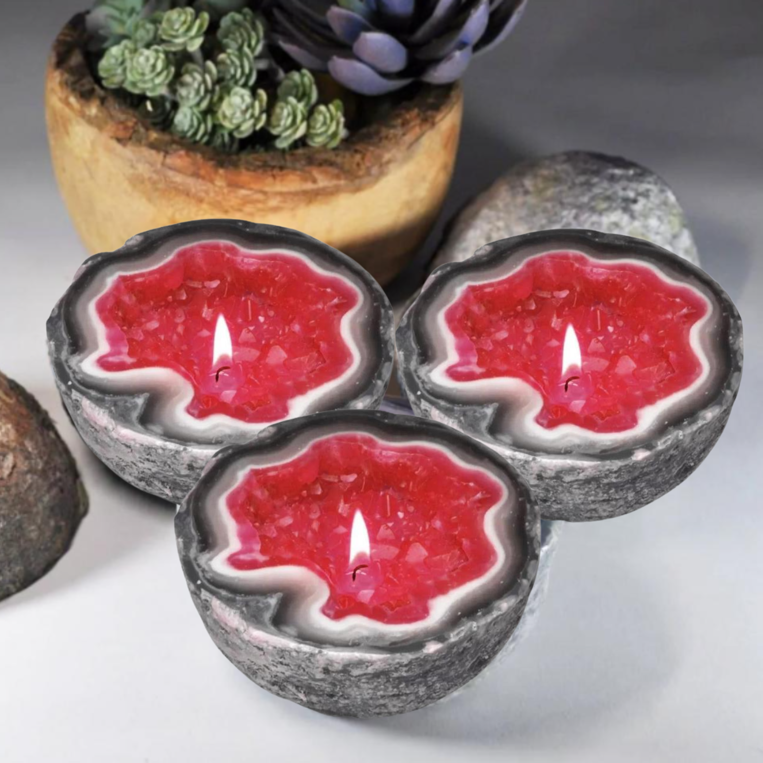 Geode Candle® | 3 Stycken Stilfulla Vattentäta Pärljus