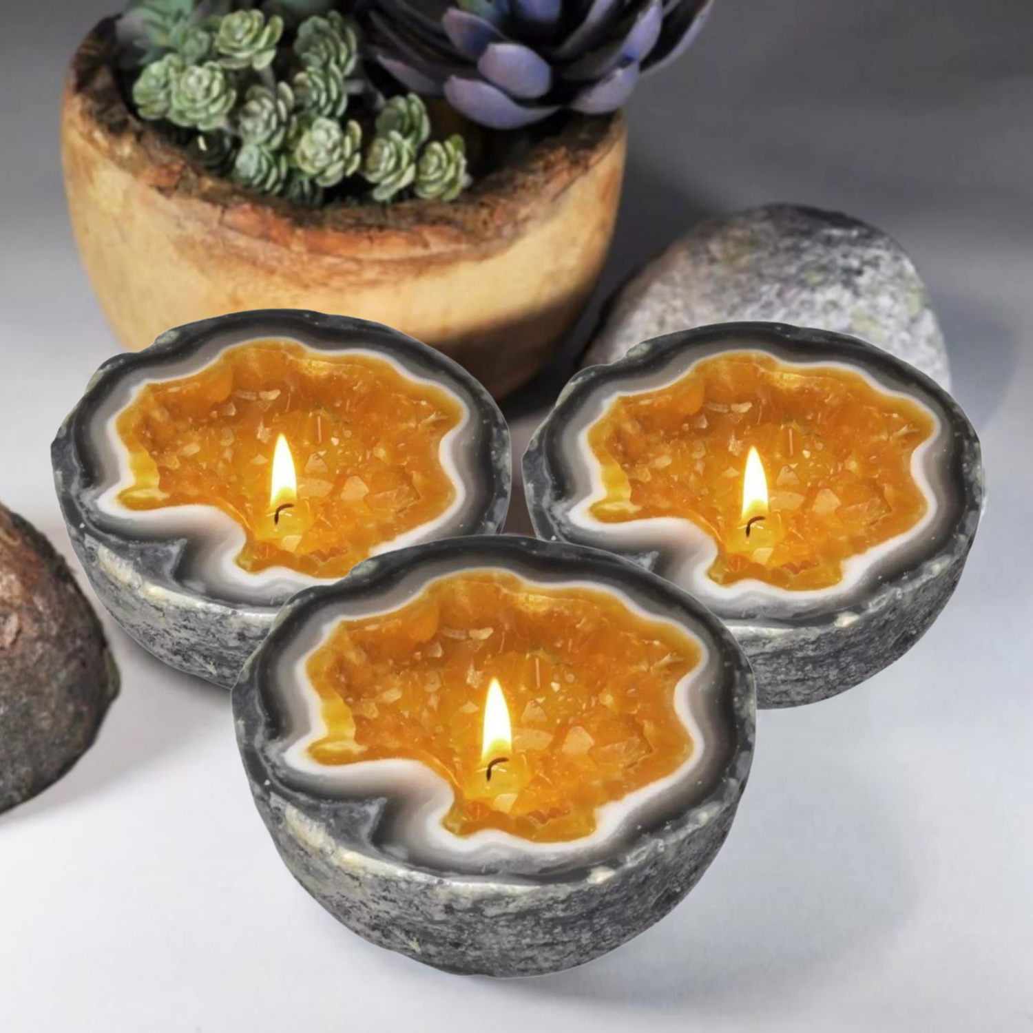 Geode Candle® | 3 Stycken Stilfulla Vattentäta Pärljus