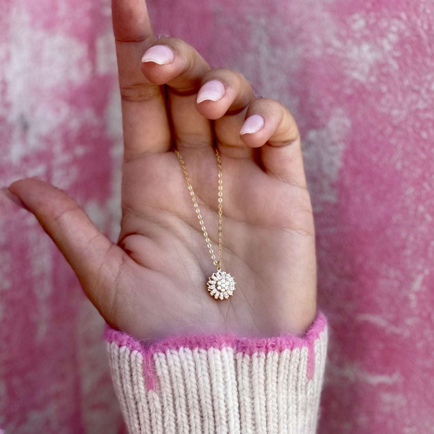Crystal Sunflower Necklace |925 Sterling Silver